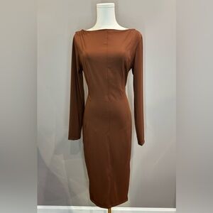 NWT! Popilush Shapewear Long Sleeve Boat Neck Sculpting Midi Dress